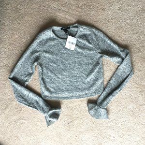 Gray Long Sleeve Crop Top